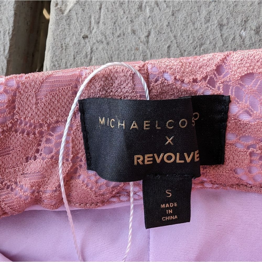 Michael Costello x Revolve Pink Lace High Waist‎ Cut Out Ruffle Pencil Skirt S - Picture 6 of 7
